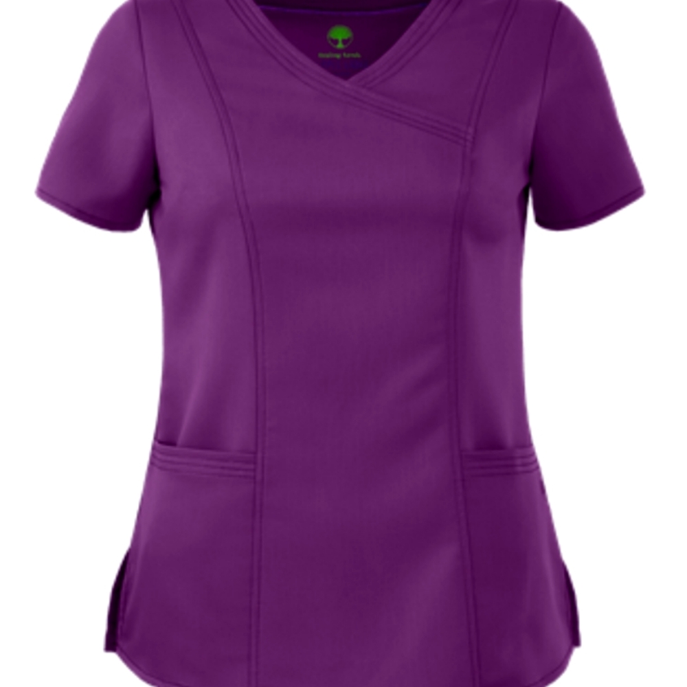 EUC Healing Hands JORDAN Women's 2-Pocket Modern Fit STRETCH Scrub Top